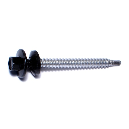 Buildright Self-Drilling Screw, #10 x 2 in, Painted Steel Flange Hex Head External Hex Drive, 357 PK 09657